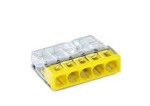 Borne Wago 2273 - 5 x 0,5 à 2,5mm² Transparent / Jaune BOITE DE 100