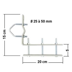 1 Paire de fixation balcon pour mâts Ø 25 à 50 mm, acier de 45 x 5 m
