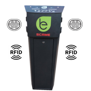 Double borne de charge T2S 3,7/22KW sur pied RFID Anthracite