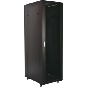 Baie 19'' 42U 800Kg 800x800 porte vitrée noire 4 montants