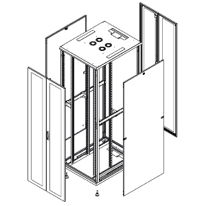 Baie COMETE noire 26U 600x800 Dbl AV vitrée / Dbl AR tôle