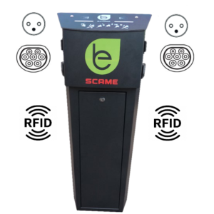 Double borne de charge T2S 3,7/7KW+2P+T 3KW sur pied RFID Anthracite