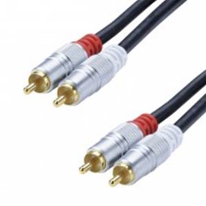 Cordon 2 RCA M/M - prises métal - OR - 1m50