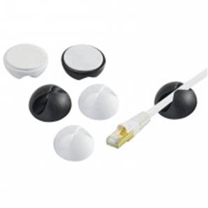 Kit de 6 clip-câbles adhésifs (3 noirs + 3 blancs)