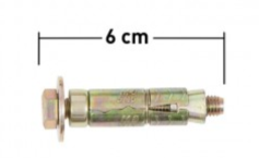 Cheville fonte, 4 segments + vis TH. Douille + vis M8 x 60. Acier zin