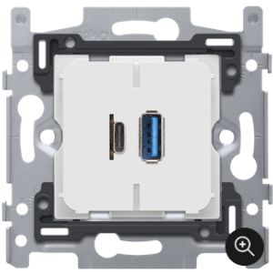 DOUBLE CHARGEUR USB-A ET USB-C INTELLIGENT, SOCLE 60X71, VIS