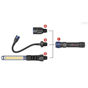 TORCHE MULTI RECHARGEABLE AVEC 3 EMBOUTS 600LM