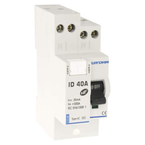 Interrupteur différentiel 40A 1P+N 30mA connexion haut/haut Classe A