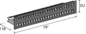 Panneau 48 ports 2U alu noir RJ45, non équipé de connecteurs