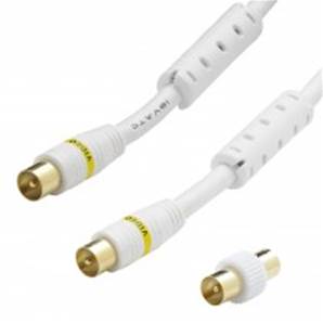 Cordon TV 9.52 mm M/F + adaptateur TV 9.52 mm M/M filtré OR - 2m