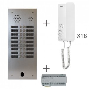 Kit audio préprogrammé, 2VOICE, platine et postes, 2 rangée, 18 bout