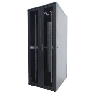 Baie COMETE noire 42U 800x1000 doubles portes AV et AR nid d'abeille