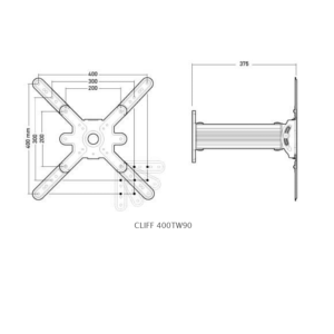 Support inclinable et orientable pour écrans de 30 à 65" CLIFF400TW45